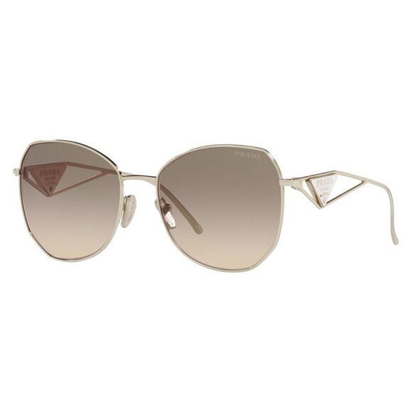 New PRADA Gold Aviator SPR 57Y ZVN-3D0 Sunglasses Women - Picture 1 of 4